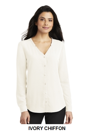 Port Authority ® Ladies Long Sleeve Button-Front Blouse.  PORT A.  LW700